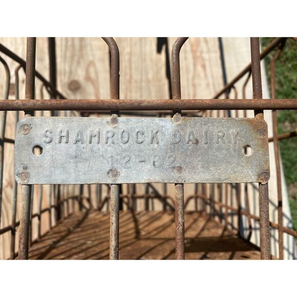 Vintage 1962 Shamrock Dairy Arizona Metal Wire Galvanized Storage Milk Crate 37B - Picture 2 of 5